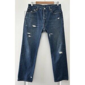 Vtg Levis 501 Jeans Mens Size 32x29 (35x32) Blue Distressed Buttonfly Denim Y2K